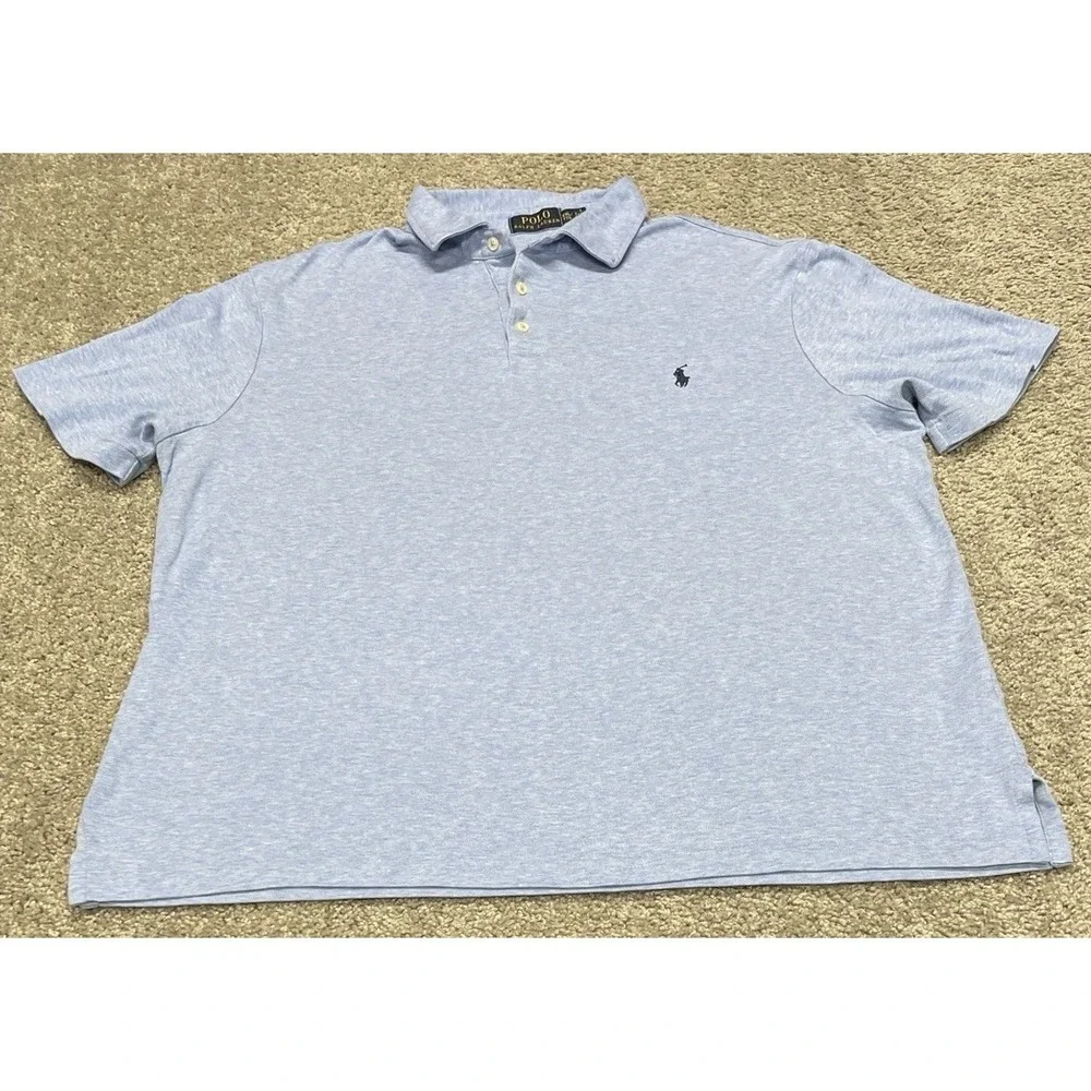 Polo Ralph Lauren Mens XXL Polo Heather Blue Soft Cotton Chese 50